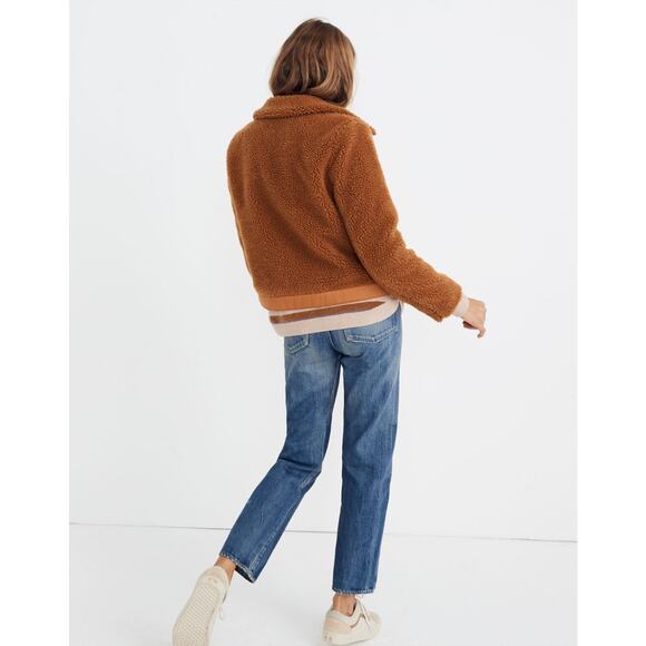 Madewell Sherpa Portland Jacket S Golden Pecan Brown Small Cozy Fall Cabincore - Picture 2 of 10